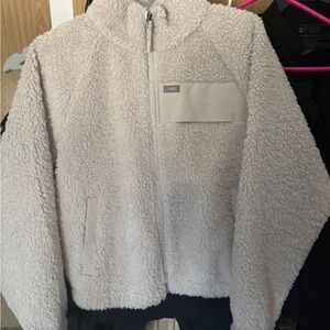 Figs Off-White Sherpa Zip Jacket
